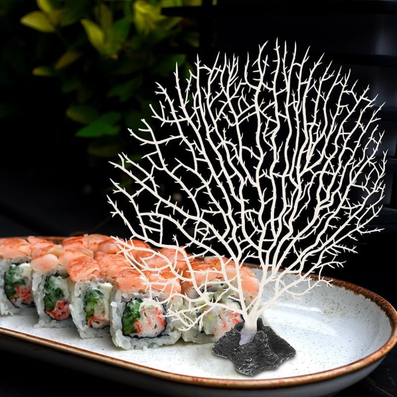 Ciieeo 2stücke Korallen Deko für Sushi-Teller Künstliche Korallenornamente Zimmerpflanzen-Dekoration