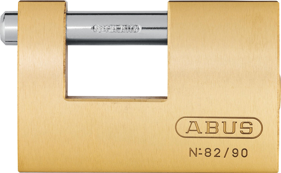ABUS Messing-Vorhängeschloss 82/90 - Monoblock-Hangschloss für Rollgitter, Automaten, Container u. v