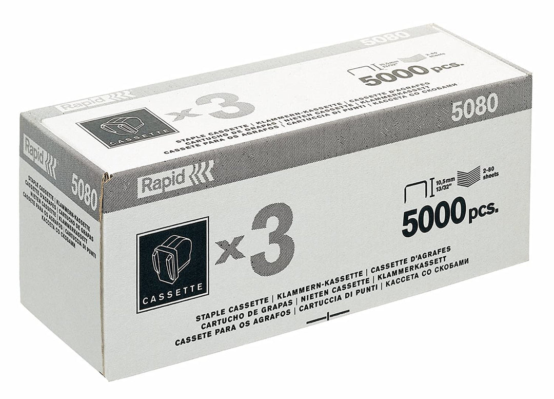Rapid 20993701 Heftklammer-Kassette 5080, für elektrisches Heftgerät 5080e, 3x5000 Stück 15000 Piece