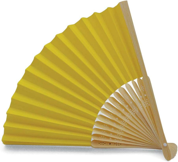 OLILLY Handfächer aus weissem Papier und Bambus für Hochzeiten (Gelb, 50 Handfächer) Gelb 50 Handfäc
