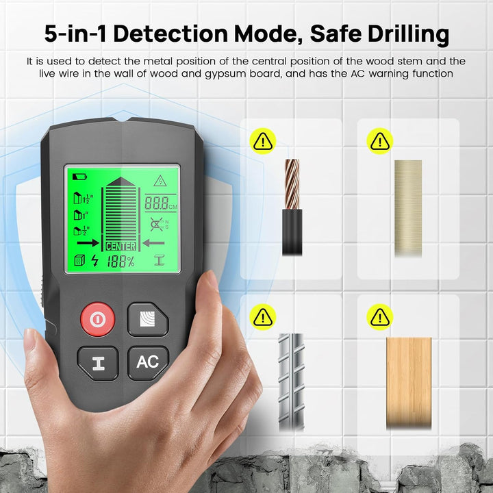 Leitungssucher Ortungsgerät, 5 in 1 Multifunktions Wand Scanner Detektor Stud Finder, Leitungssuchge