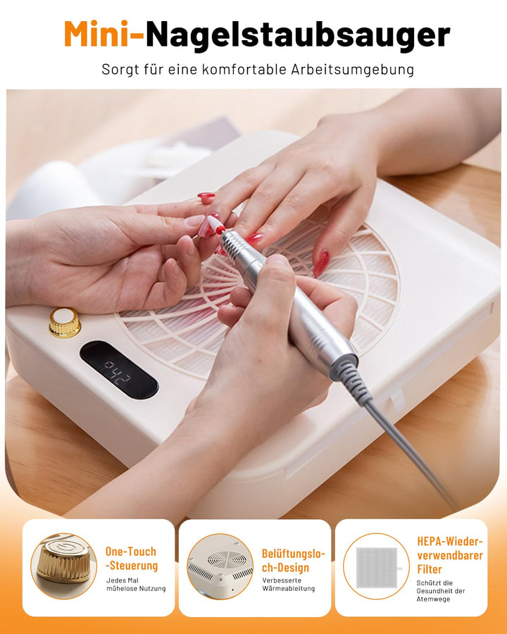 CozyZen Nagelstaubabsauger mit 4300 U/min, 45-stufig, LED-Anzeige, 160 CFM, 30.000h Motor, wiederver