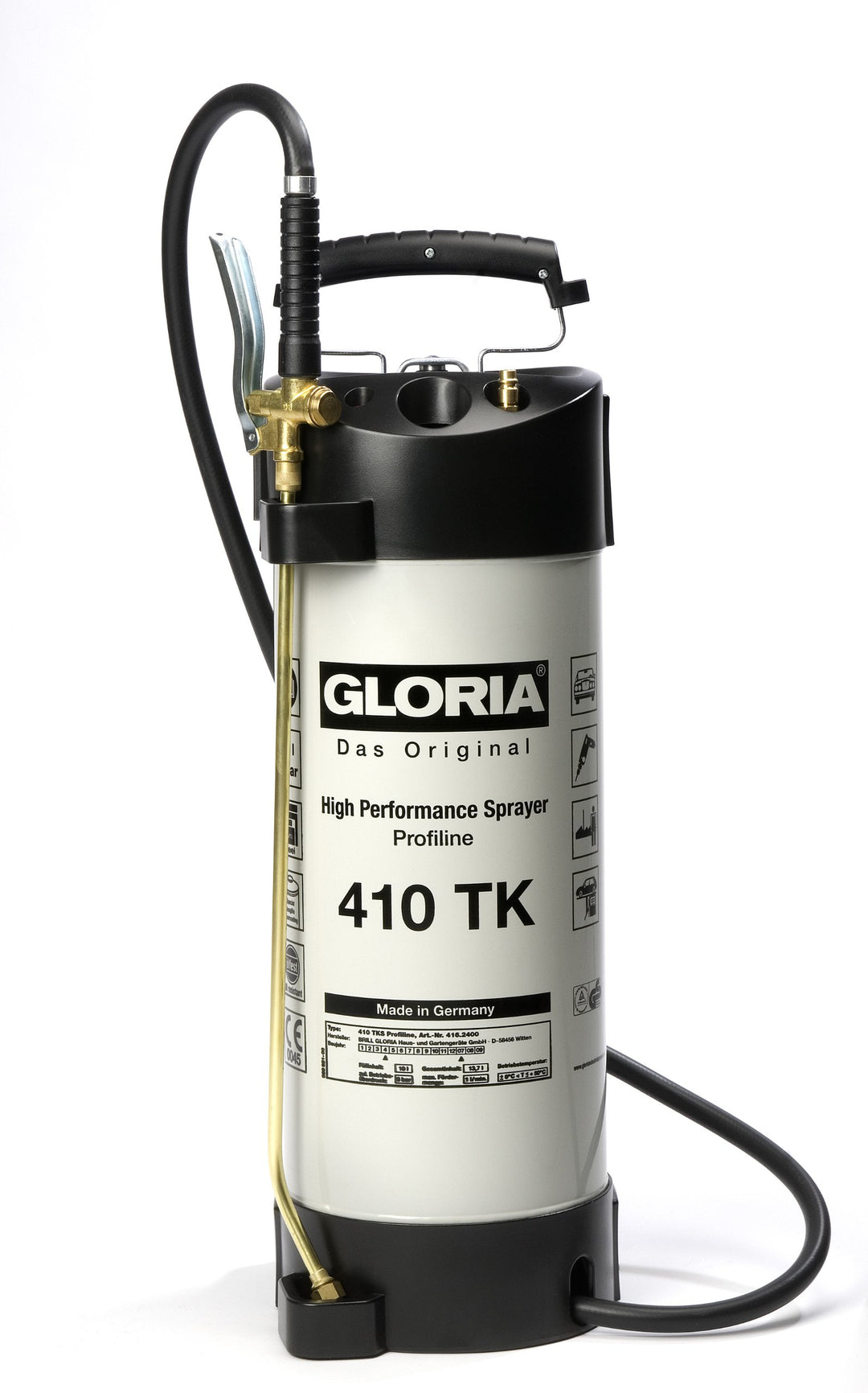 GLORIA Hochleistungssprühgerät 410 TK Profiline | 10 L Füllinhalt | Profi-Drucksprüher aus Stahl | M