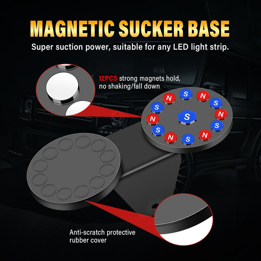 AUXTINGS 2pcs Magnetic Base LED-Lichtleiste Montagehalterungen Leistungsstarker Saugnapfhalter für d