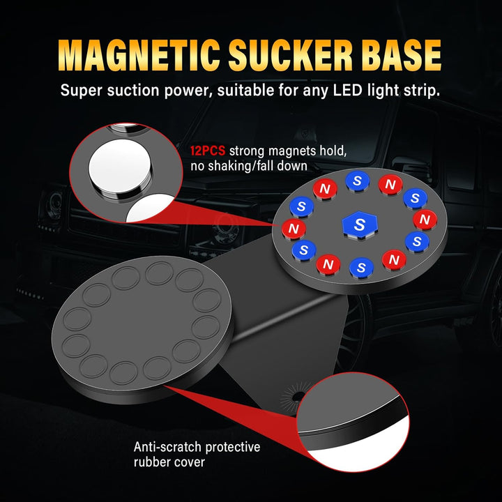 AUXTINGS 2pcs Magnetic Base LED-Lichtleiste Montagehalterungen Leistungsstarker Saugnapfhalter für d
