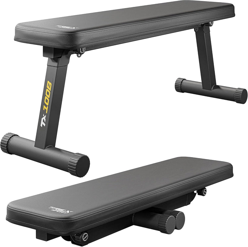 TREX SPORT TX-100B Flachbank | Hantelbank klappbar | Trainingsbank perfekt für Bankdrücken