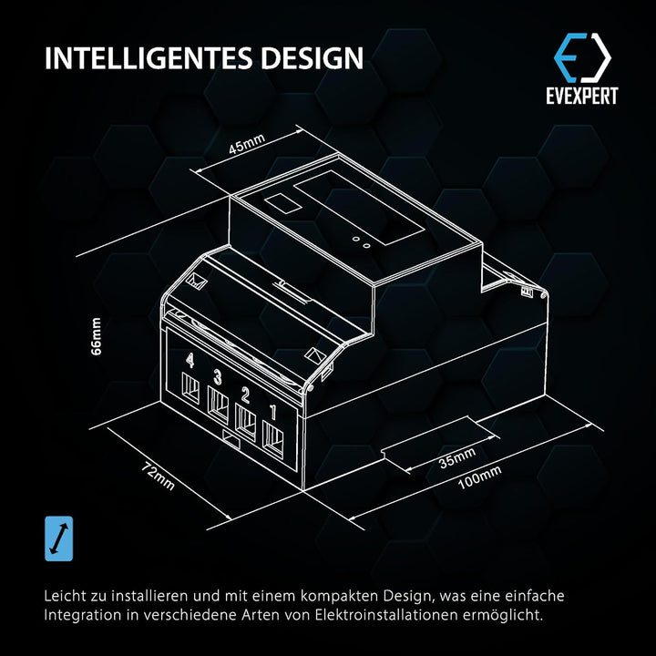 EASTRON SDM72-DR-MID - digitaler Drehstromzähler - 100A 3-phasig - Stromzähler für DIN-Schiene mit R