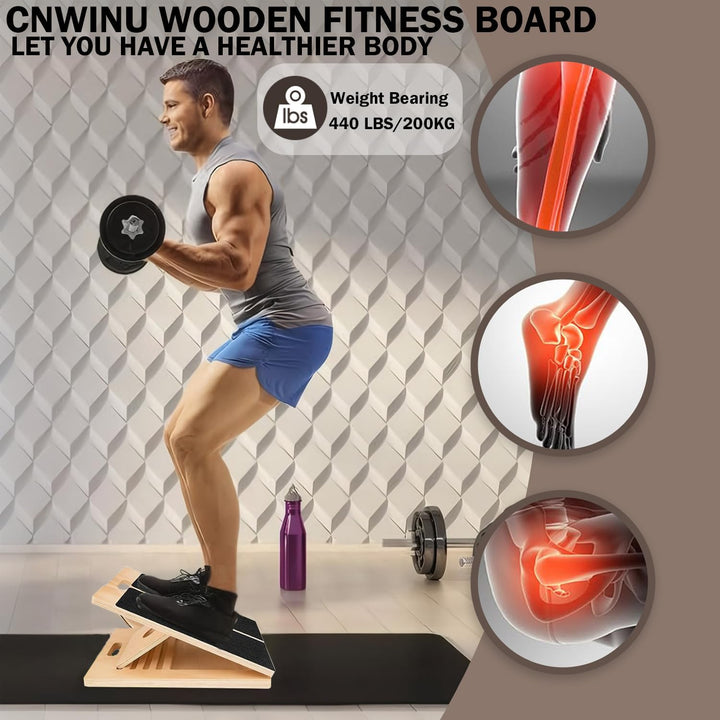 Cnwinu Schrägbrett, Verstellbar Balance Board Erwachsene, Rutschfestes Wadendehner Fusstrainer Heimt