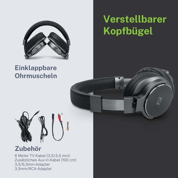 MUSE - M-275 CTV | TV-Kopfhörer mit langem Kabel (6m) | Over-Ear Kopfhörer | Lautstärkeregler, Verst