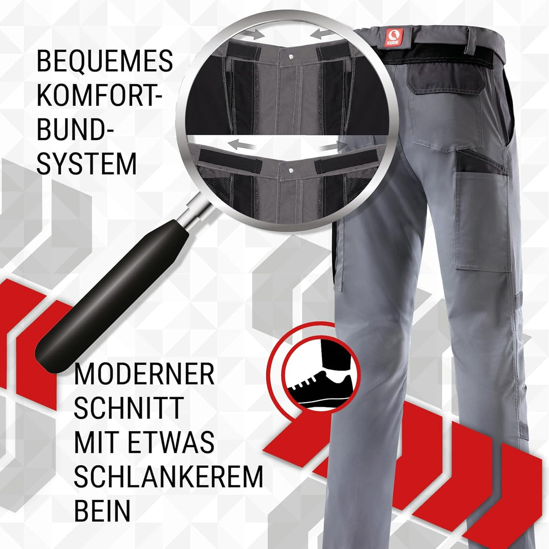 Krähe Arbeitshose Profession Pro Stretch Herren – angenehm & strapazierfähig, 8 Taschen, Stretch 98