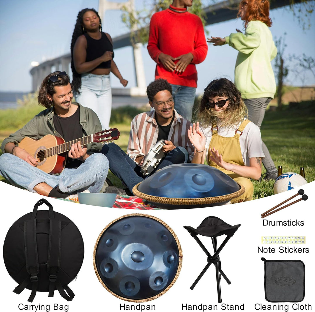 45.7 cm Handpan Drum für Erwachsene, Premium D Moll Kurd Handpan Instrument mit 9 präzisionsgestimmt