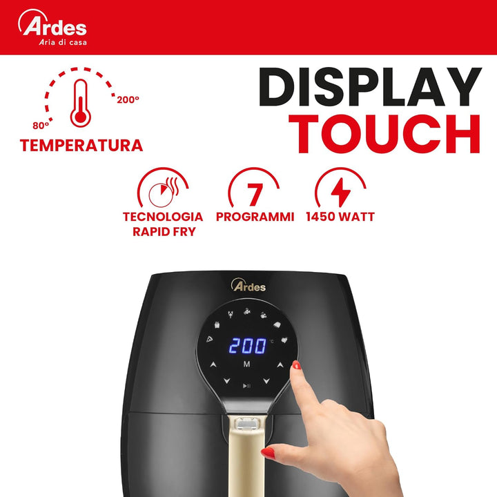 ARDES - Heissluftfritteuse 5 Liter Fassungsvermögen Air Fryer Maxi mit Digitalanzeige und 60-Minuten