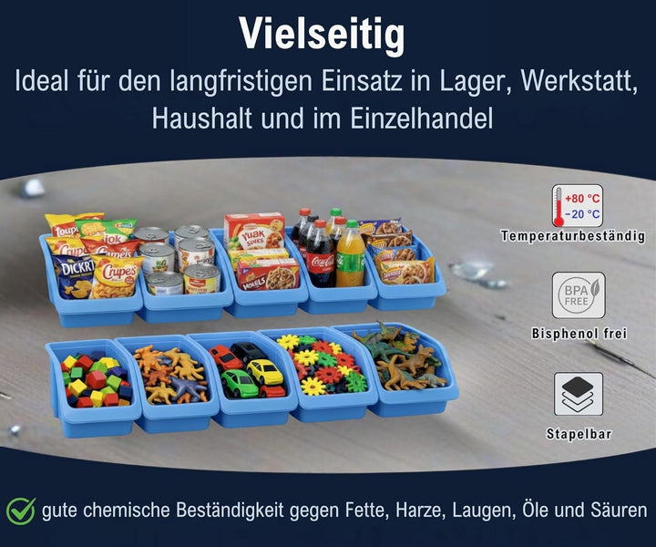 Hünersdorff 26x Sichtbox Stapelbox Lagerbox in Grösse 3, aus Polystyrol, hohe Formstabilität und Bel
