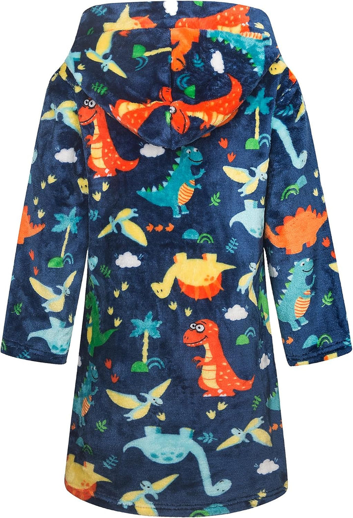 FILOWA Bademantel für Kinder Mädchen Jungen Fleece Kinderbademantel mit Kapuze, Flanell Flauschig Mo