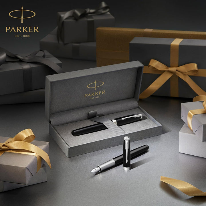 Parker Sonnet Tintenroller | Blaue Lackierung | feine Spitze | Schwarze Tinte | Geschenkbox Tintenro