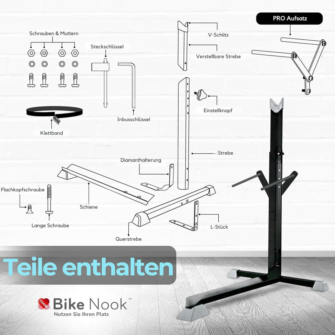 Bike Nook Pro Stand & Vertical Storage Rack - 4 Pack - Der Original Vertikale Fahrradbodenständer fü