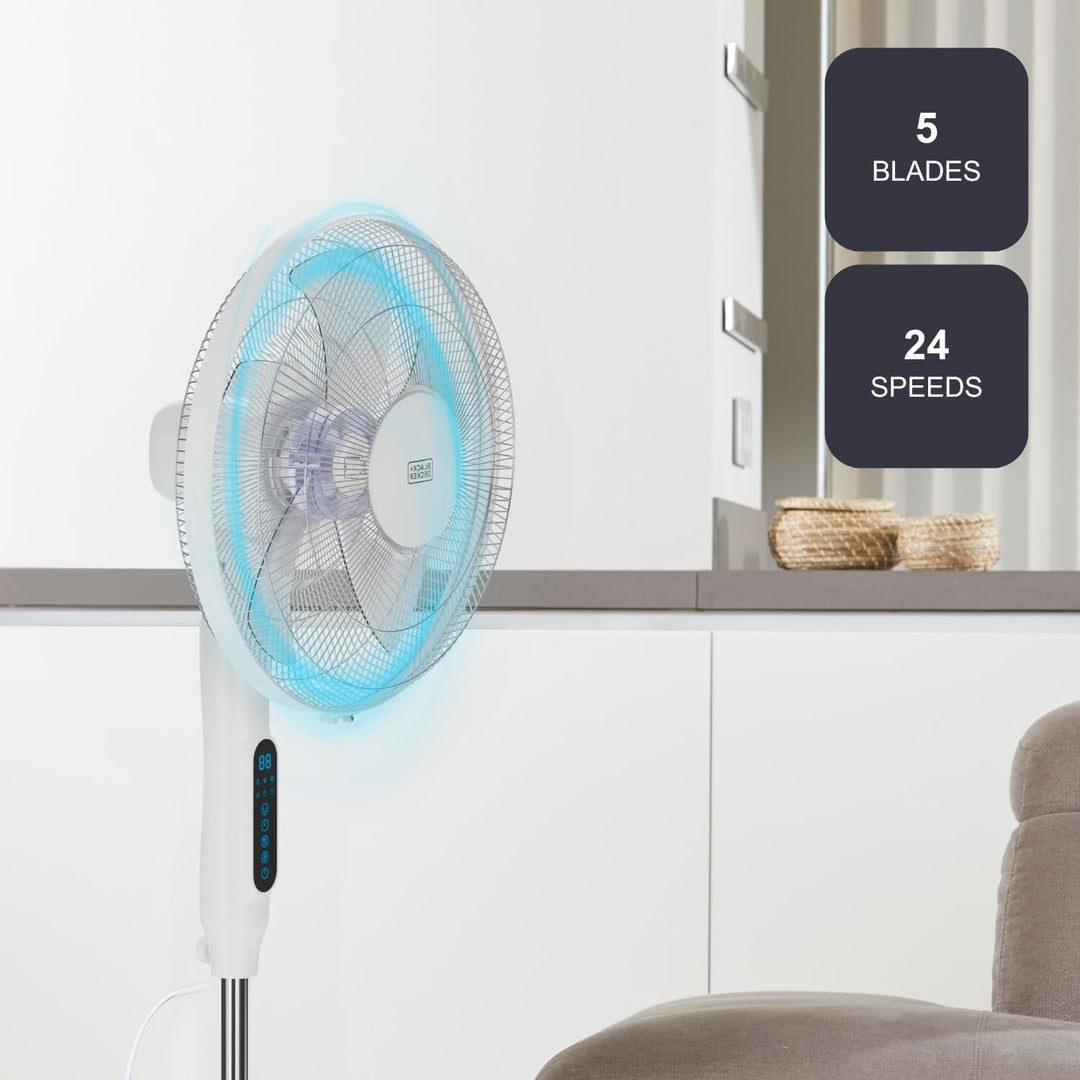 BLACK+DECKER – Standventilator 30 W | 24 Geschwindigkeitsstufen | Modi: Normal, Natürlich und Nacht