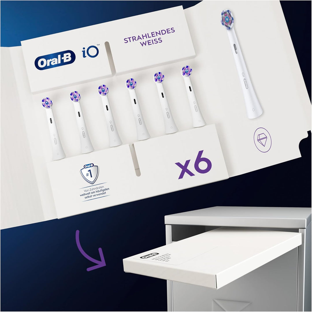 Oral-B iO Strahlendes Weiss Aufsteckbürsten für elektrische Zahnbürste, 6 Stück, Oral-B’s beste Zahn