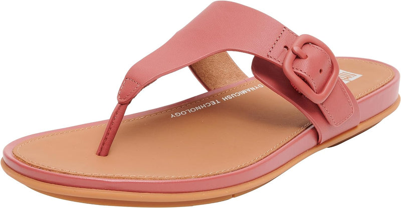 Fitflop Damen Gracie Rubber-Buckle Leather Toe-Post Sandals Flipflop 36 EU Dusky Red, 36 EU Dusky Re