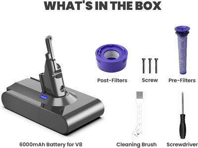 V8 6000mAh Akku, Ersatzakku für Dyson V8 Staubsauger V8 Absolute, V8 Animal, V8 Fluffy, V8 Motorhead