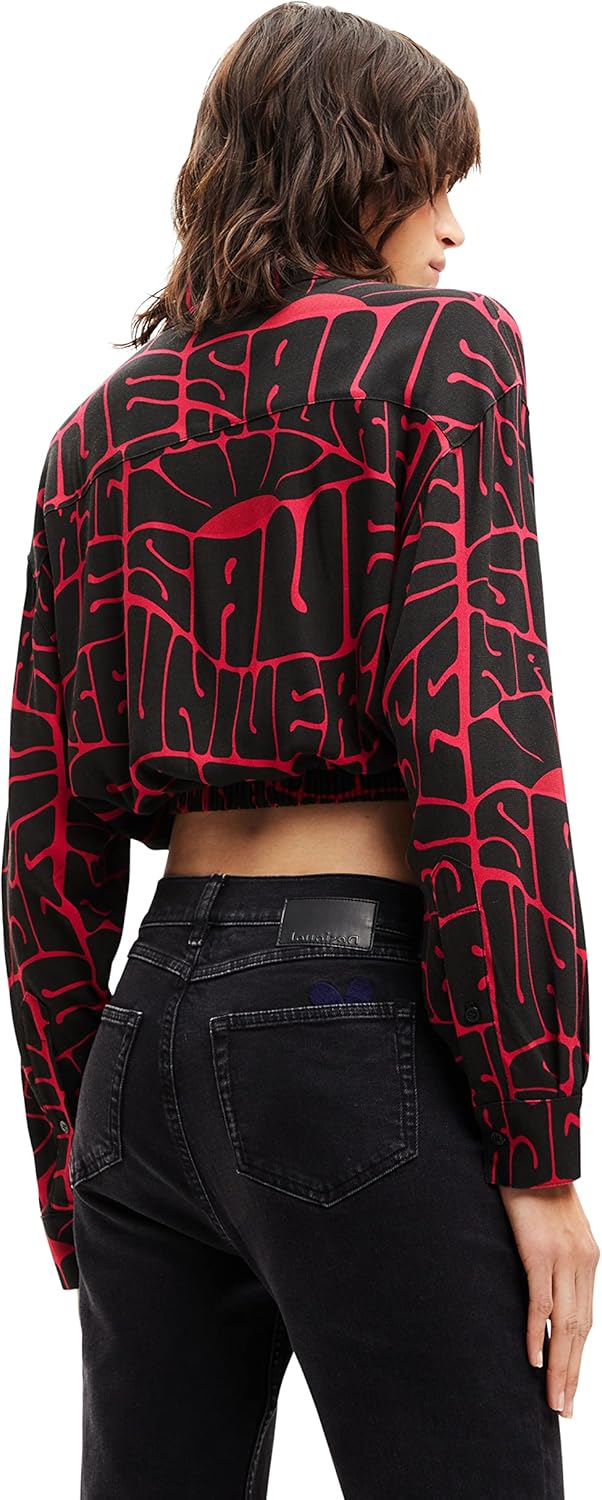 Desigual Damen Long Sleeve T-Shirt L Rot, L Rot