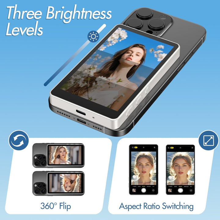 Vlog Screen Handy:4K Magnetischer Selfie Monitor für Rückkamera,Spiegelung für iPhone&Androids(NICHT