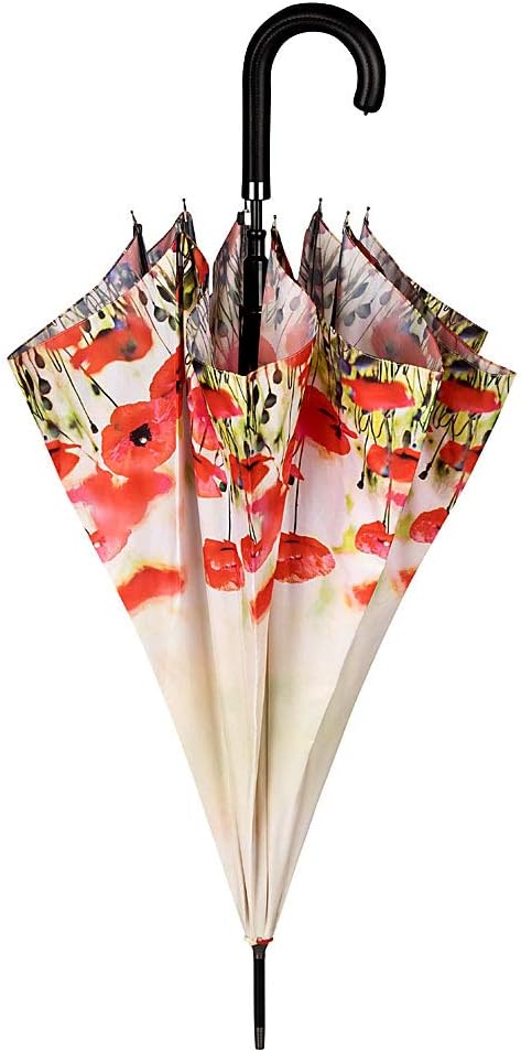 VON LILIENFELD Regenschirm Mohnblumen Auf-Automatik Damen Floral Stabil