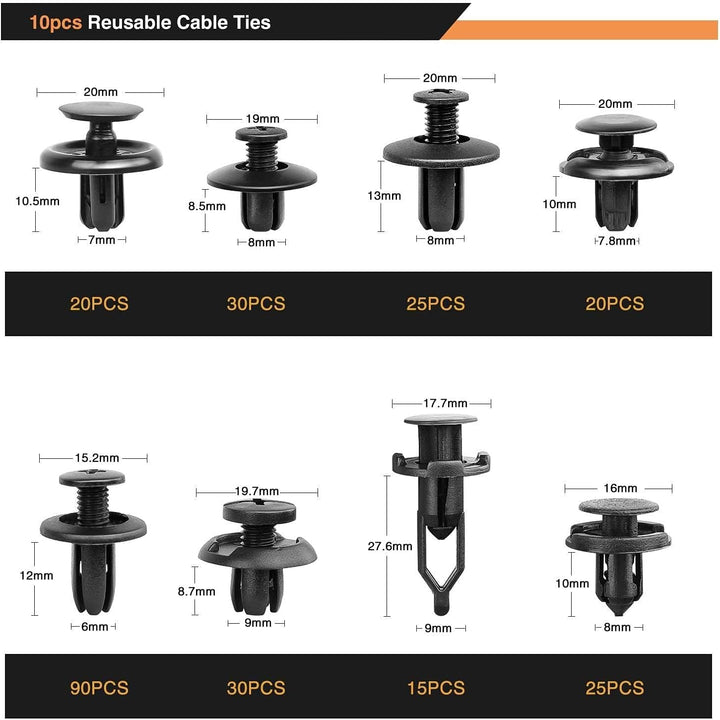 GOOACC 635Pcs Car Push Retainer Clips & Auto Fasteners Assortment -16 Most Popular Sizes Nylon Bumpe