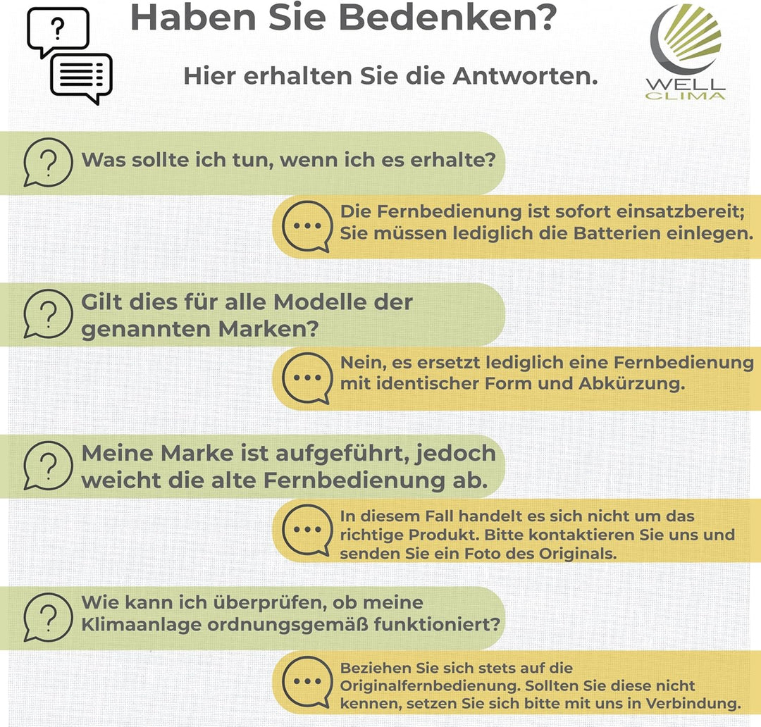 Wellclima® Ersatzfernbedienung für ZH/JT-01 und ZH/JT-03 – Nur kompatibel mit identischen Modellen v