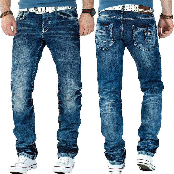Cipo & Baxx Herren Jeans – Stilvolle Regular-Fit Denim mit Kontrastnähten | 5-Pocket-Design & Stone-