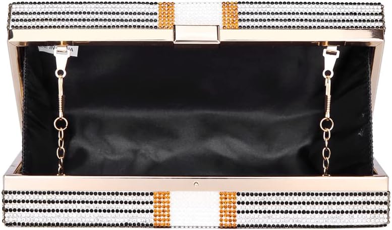 Dollar Clutch Geldbörse für Damen von Covelin, Strass Abend Handtasche Geldbeutel Schwarz, Schwarz
