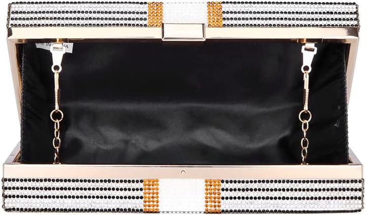 Dollar Clutch Geldbörse für Damen von Covelin, Strass Abend Handtasche Geldbeutel Schwarz, Schwarz