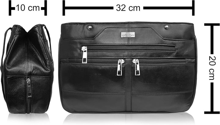 Quenchy London QL172M Damen-Designer-Umhängetasche aus echtem Leder, mit 9 Taschen, inkl. Schirmfach