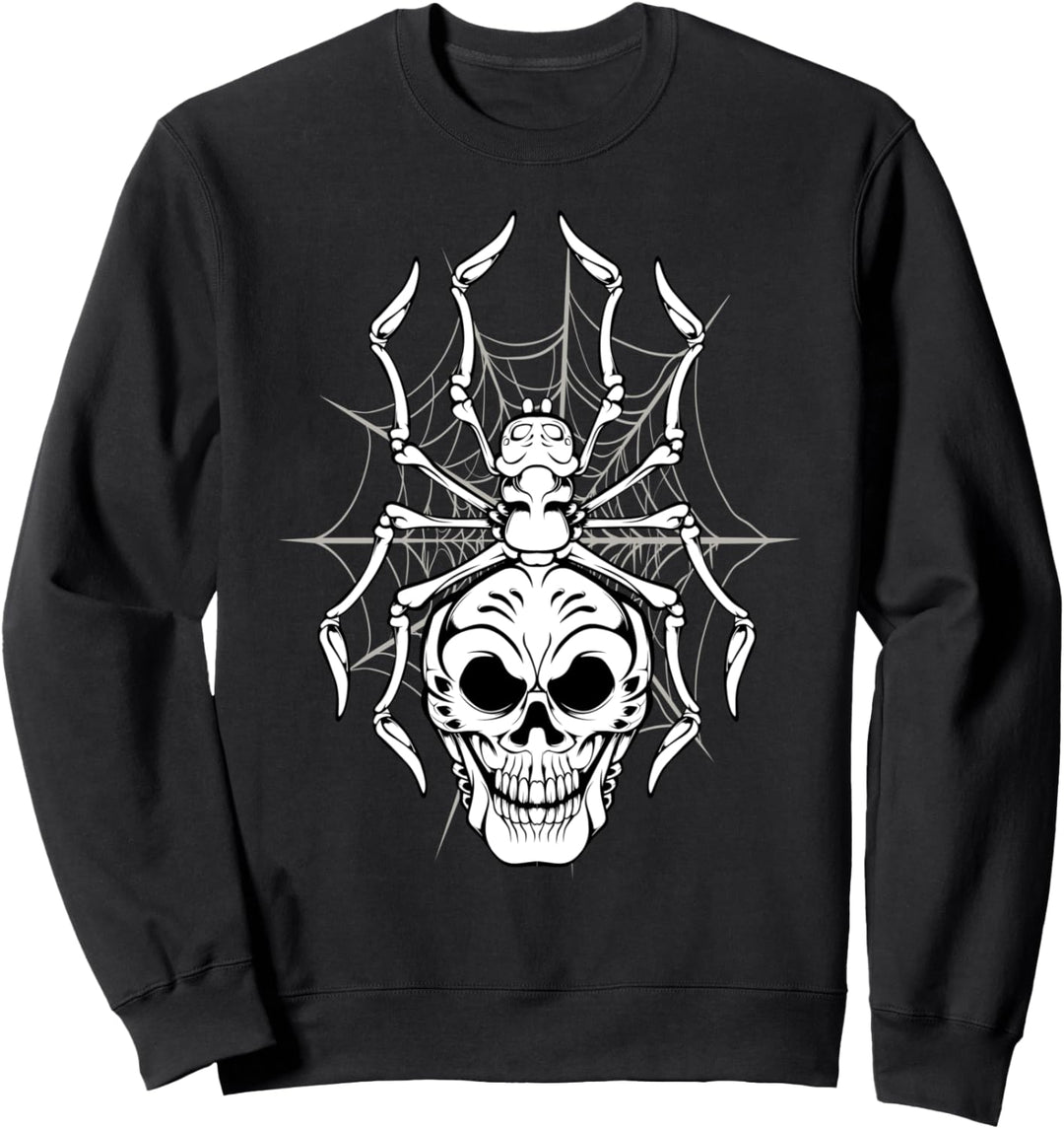 Spinnennetz Skelett Totenkopf Tarantel Spinne Halloween Sweatshirt
