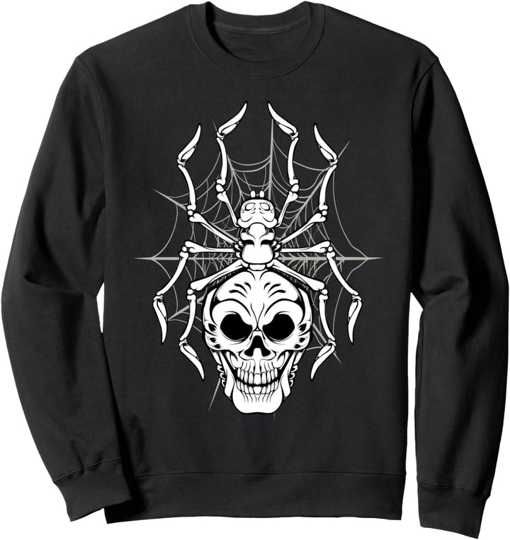 Spinnennetz Skelett Totenkopf Tarantel Spinne Halloween Sweatshirt