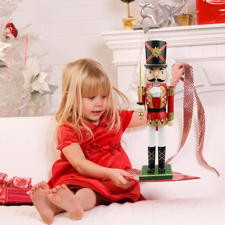 Jodsen Grosse Weihnachten Nussknacker Soldat Holz 38cm/15inchs Weihnachten Nussknacker Figuren Ornam