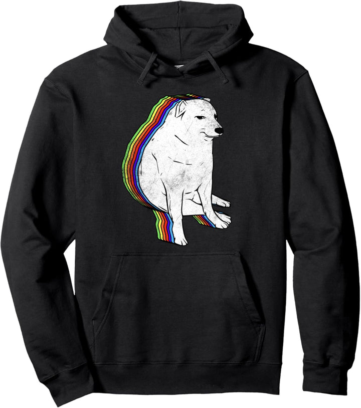 Cheems Doge Grunge Rainbow Pullover Hoodie
