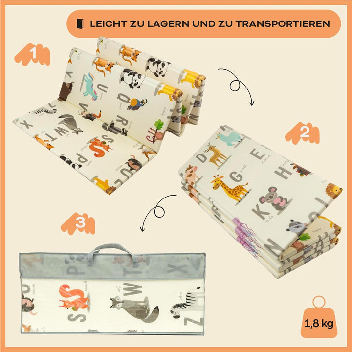 Baby-Spielmatte, faltbar, sensorisch, wasserdicht, ungiftig, wendbar. Vielseitige Matte, perfekt zum