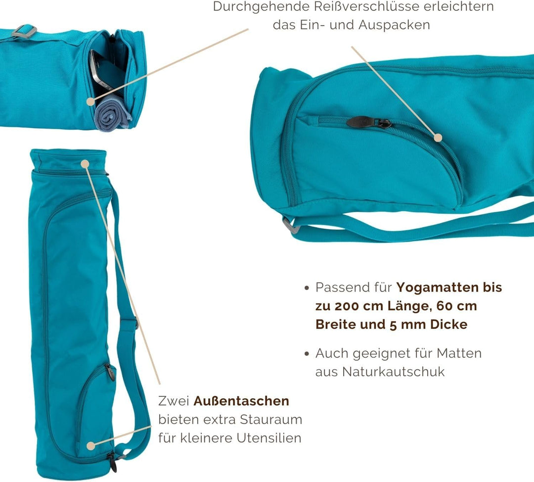 Bodhi Yogatasche ASANA Bag | Spritzwasserfeste Sporttasche | Aussentaschen für extra Platz | Polyest