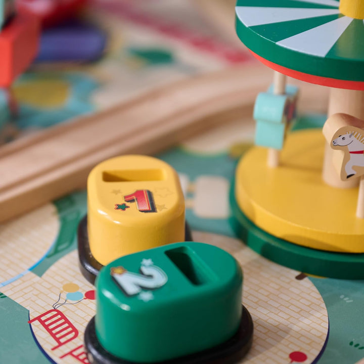Teamson Kids Eisenbahn Spieltisch mit 6 Mini-Spielen & Aufbewahrung