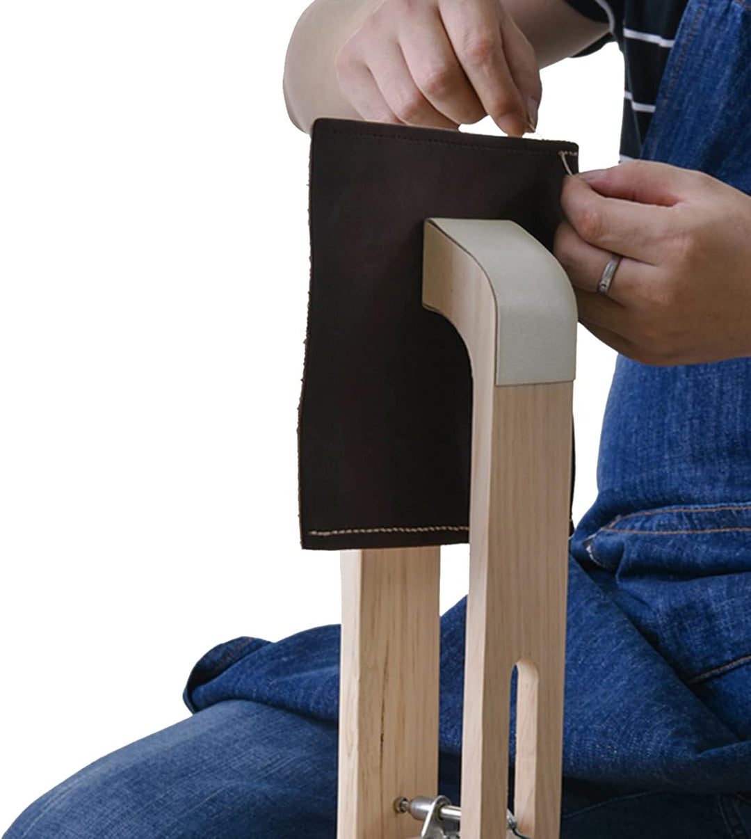 LYFJXX Leder Nähen Pony, DIY Leder Nähen Klemme mit PU Leder, Holz Pony Pferd Klemme Holz mit PU, Ho