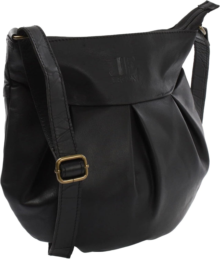 LECONI kleine Schultertasche Damentasche Umhängetasche natur weiche Ledertasche Handtasche Damen Led