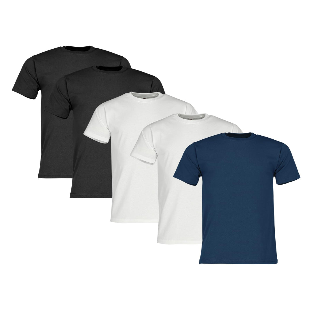 Fruit of the Loom Herren oder Damen T-Shirt 1er, 3er, 5er oder 10er Pack S 2x Black + 2x White + 1x