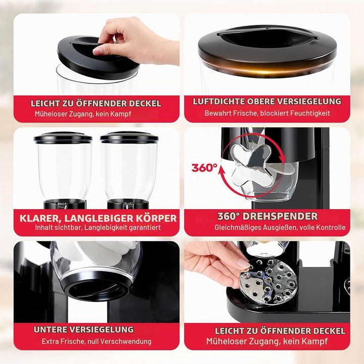 Sinceroduct Cereal Dispenser 2L 2er Pack, Luftdichter Müslispender für die Organisation des Küchenvo