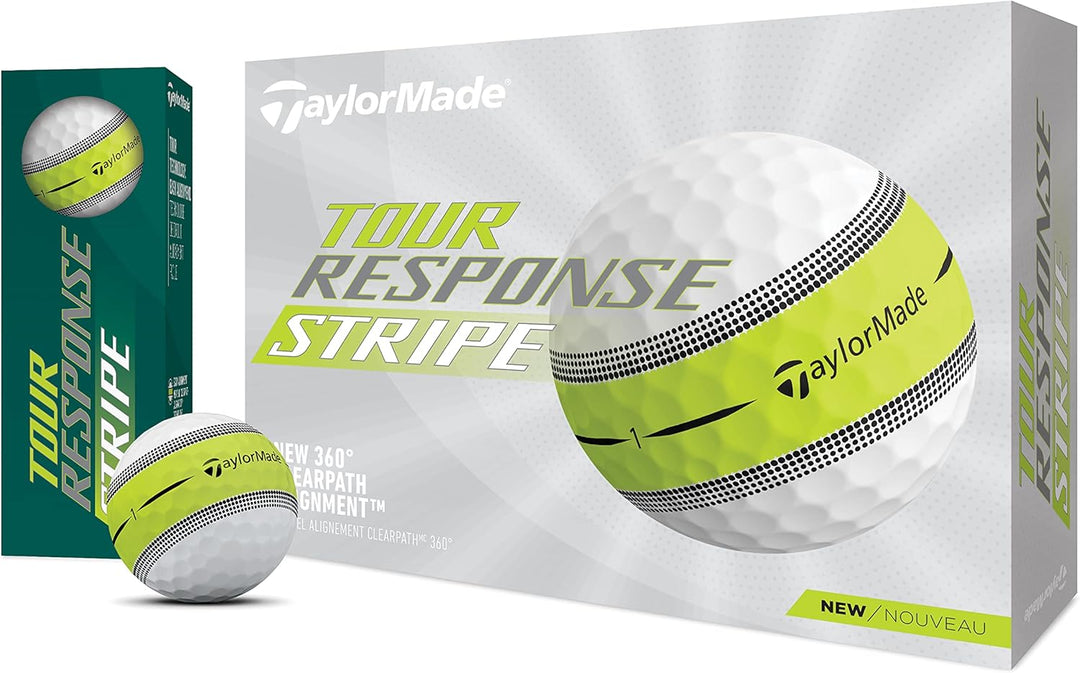 TaylorMade Tour Response Stripe Golfball, 2023 Tour Response Green-Stripe, Tour Response Green-Strip