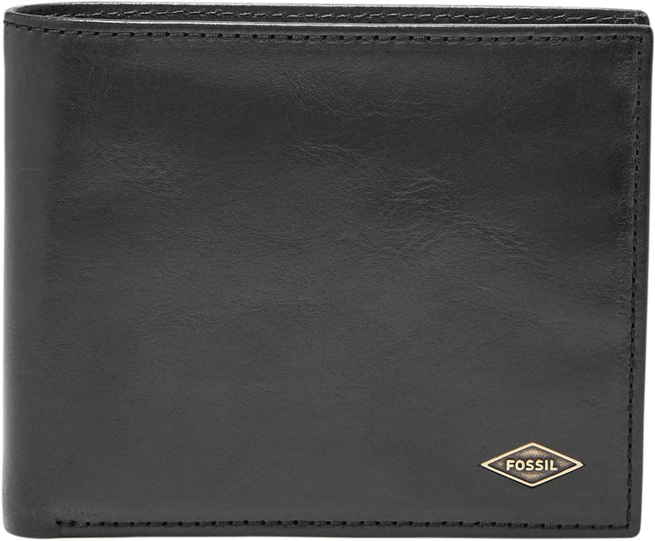Fossil Herren Ryan Leather Bifold Geldbörse 11,43 cm L x 2,54 cm B x 9,525 cm H Schwarz, Schwarz