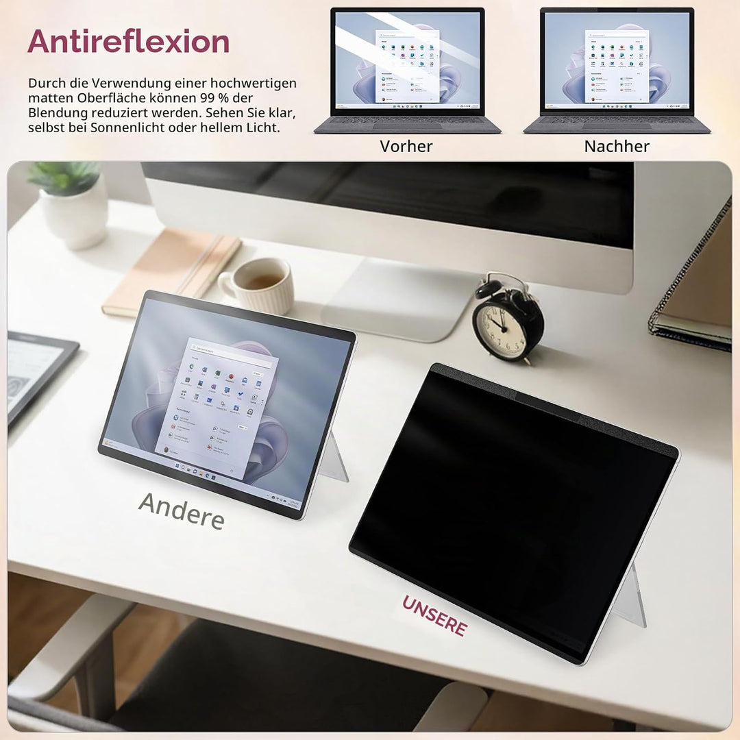 Magnetischer Blickschutzfilter für 13 Zoll Microsoft Surface Pro 11/10/9/8/X, Abnehmbar Anti Glare B