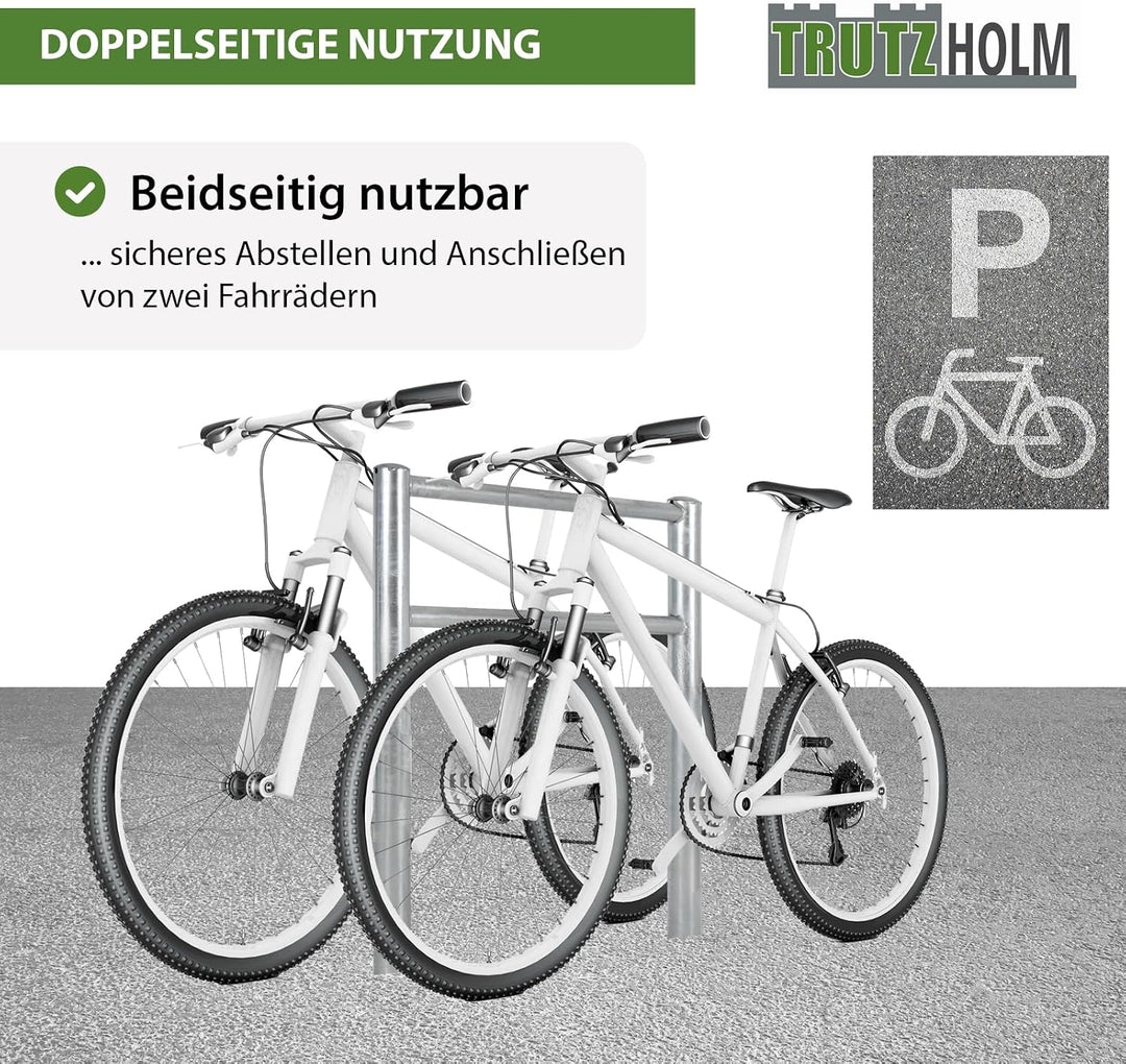 TRUTZHOLM 5x Fahrradanlehnbügel mit Knieholm 115x75 cm Stahl feuerverzinkt Ø 60 mm Anlehnbügel zum E