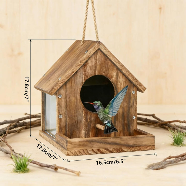 Eichhörnchen-Futterstation aus Holz, Eichhörnchen-Futterstation mit Sichtfenster, einfach zu montier