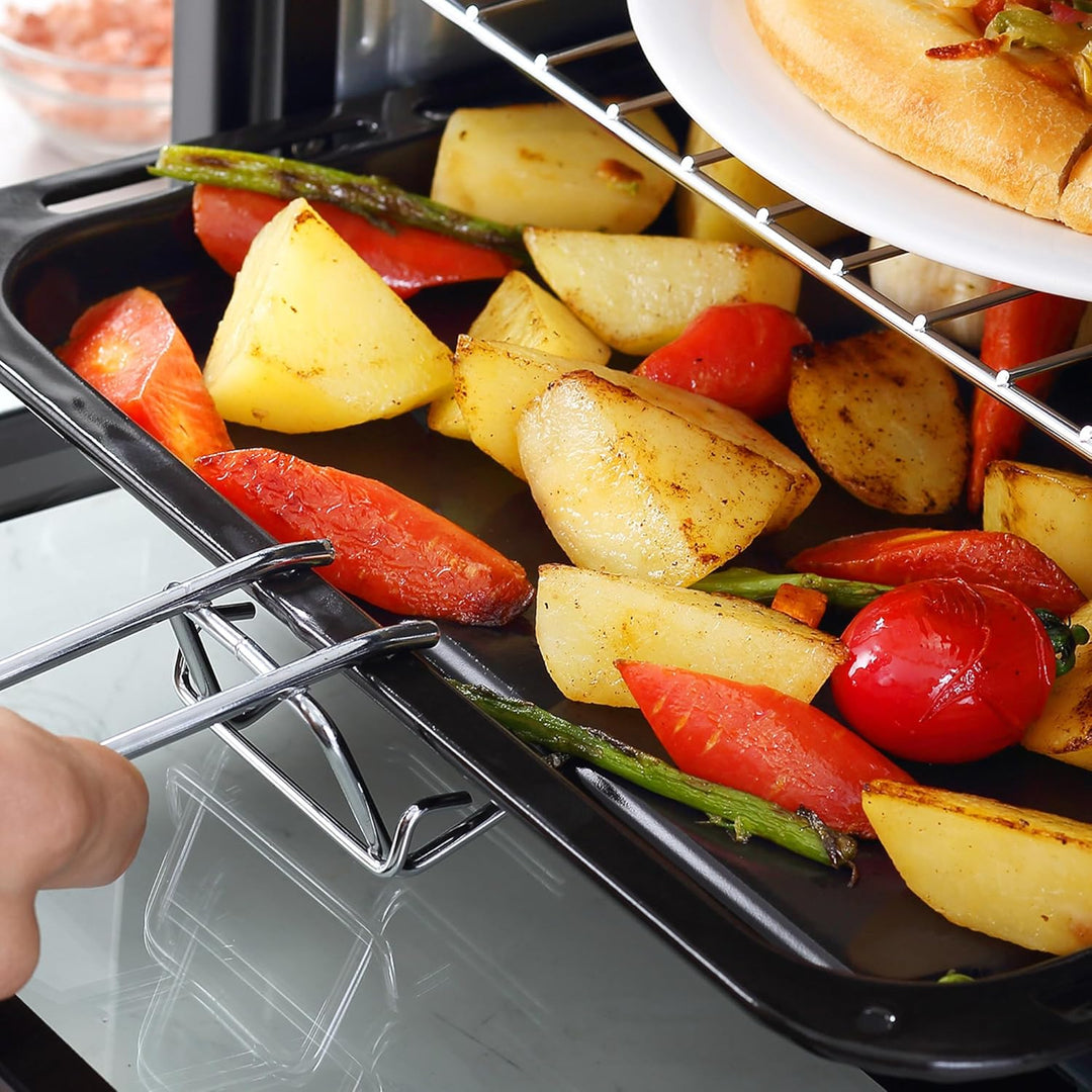 HOMCOM Mini Backofen 16 L 1400W 100-230℃ 60 Min. Timer inkl. Krümelblech, Backblech und Grillrost, M